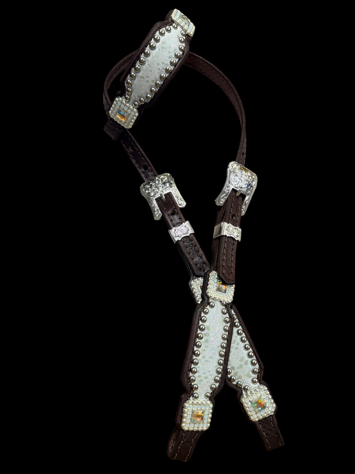 White mystic on dark leather