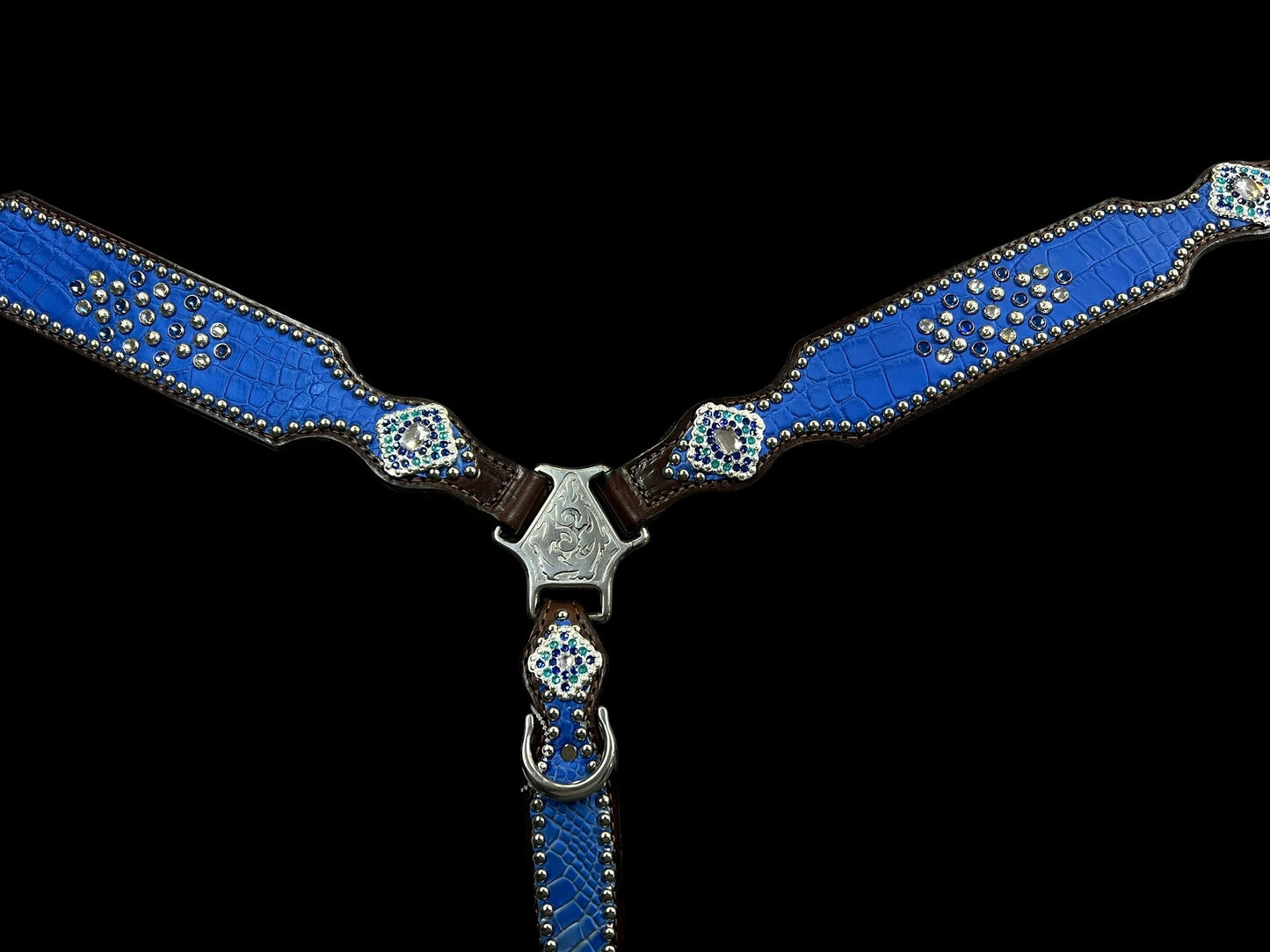 Genuine Blue alligator on walnut leather