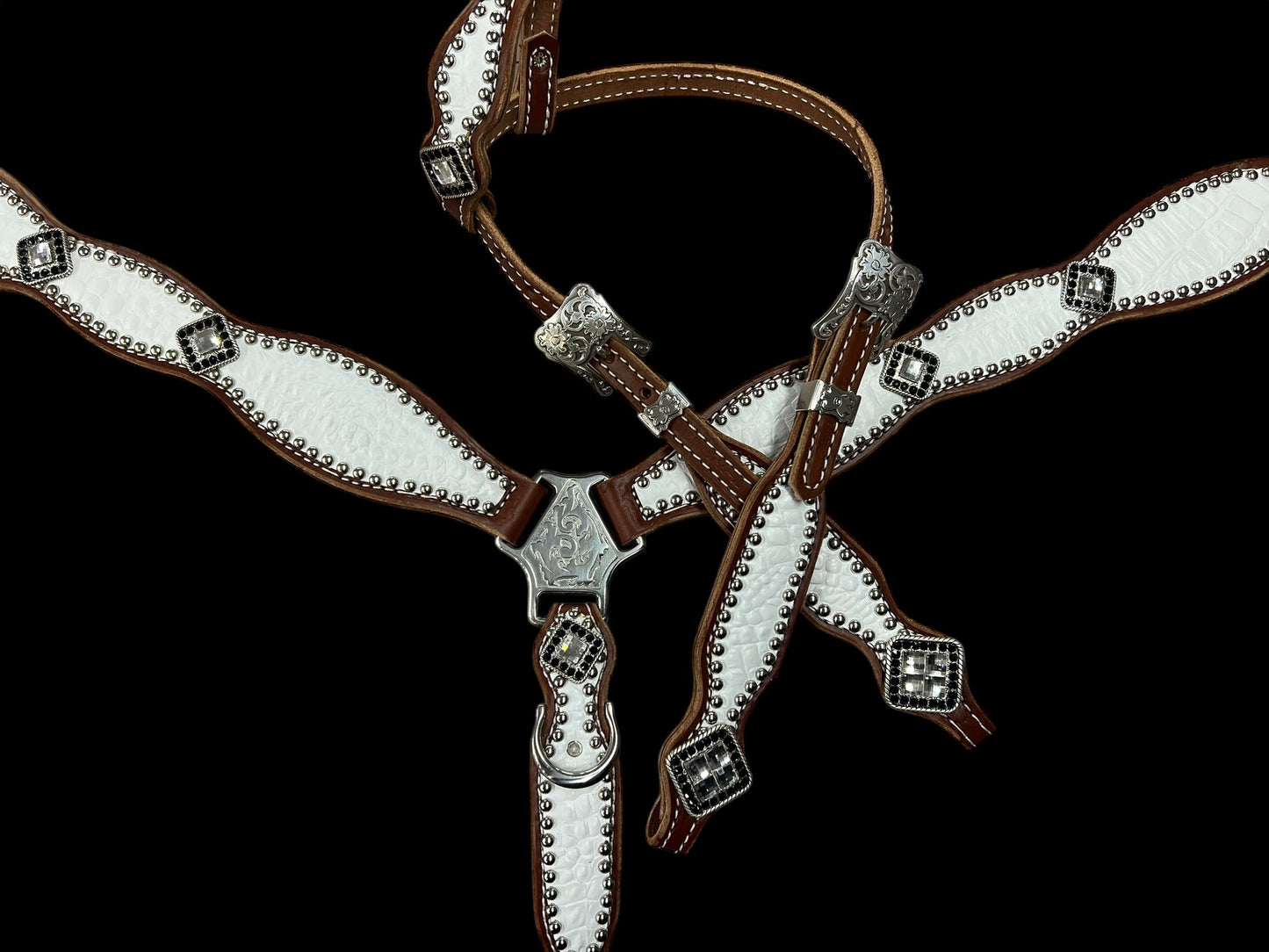 White gator on medium leather