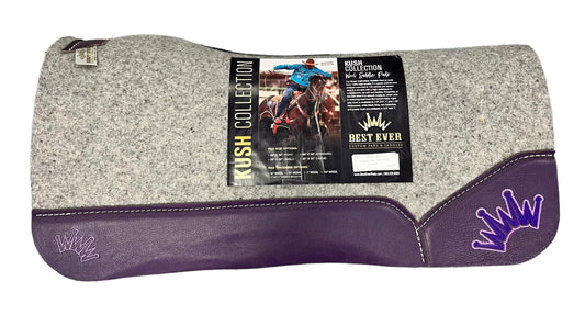 Best Ever Kush 1" 30"x30" grey Wool  purple leather with Crown embroidery