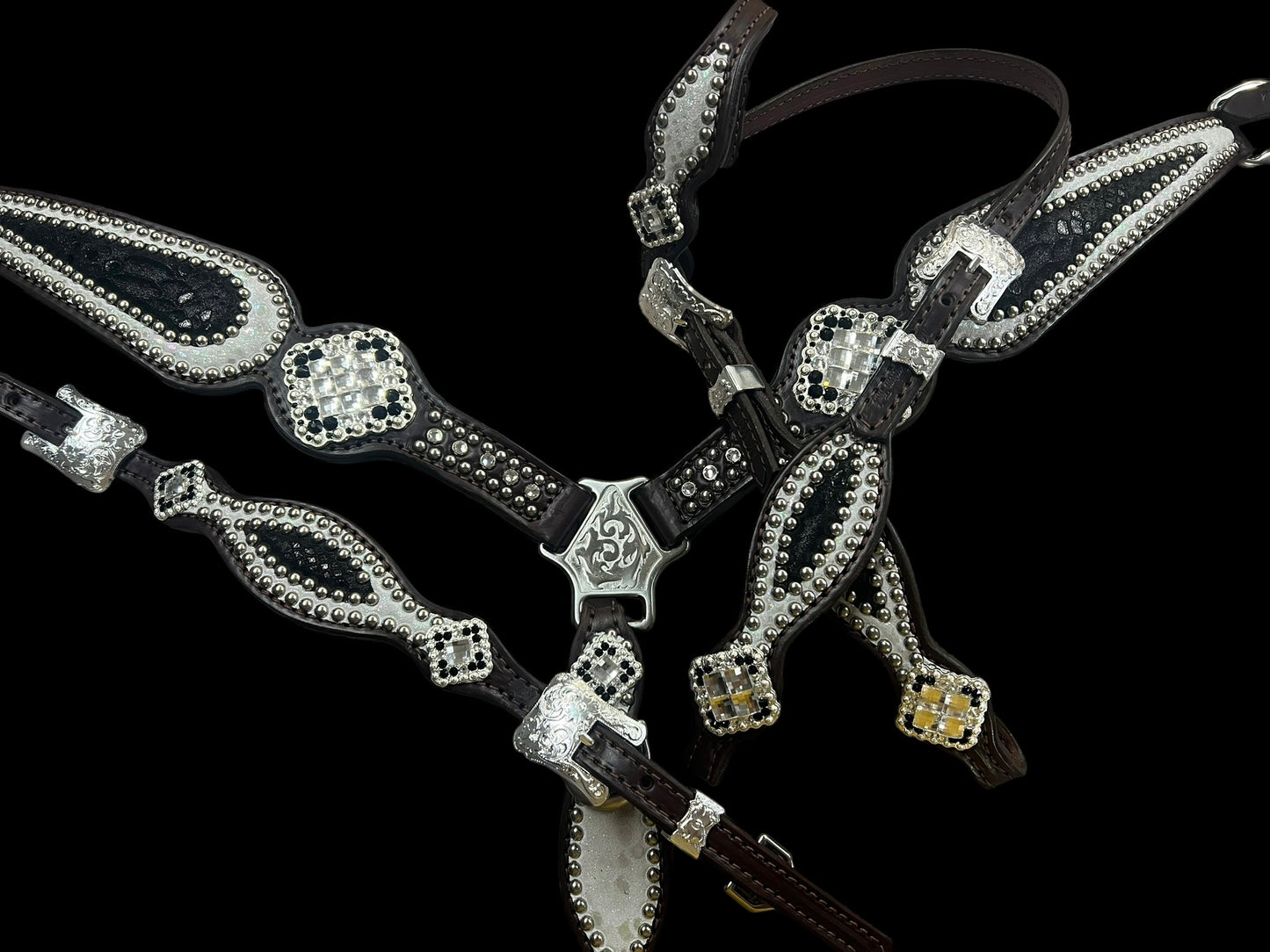 Black and white mystic on dark leather