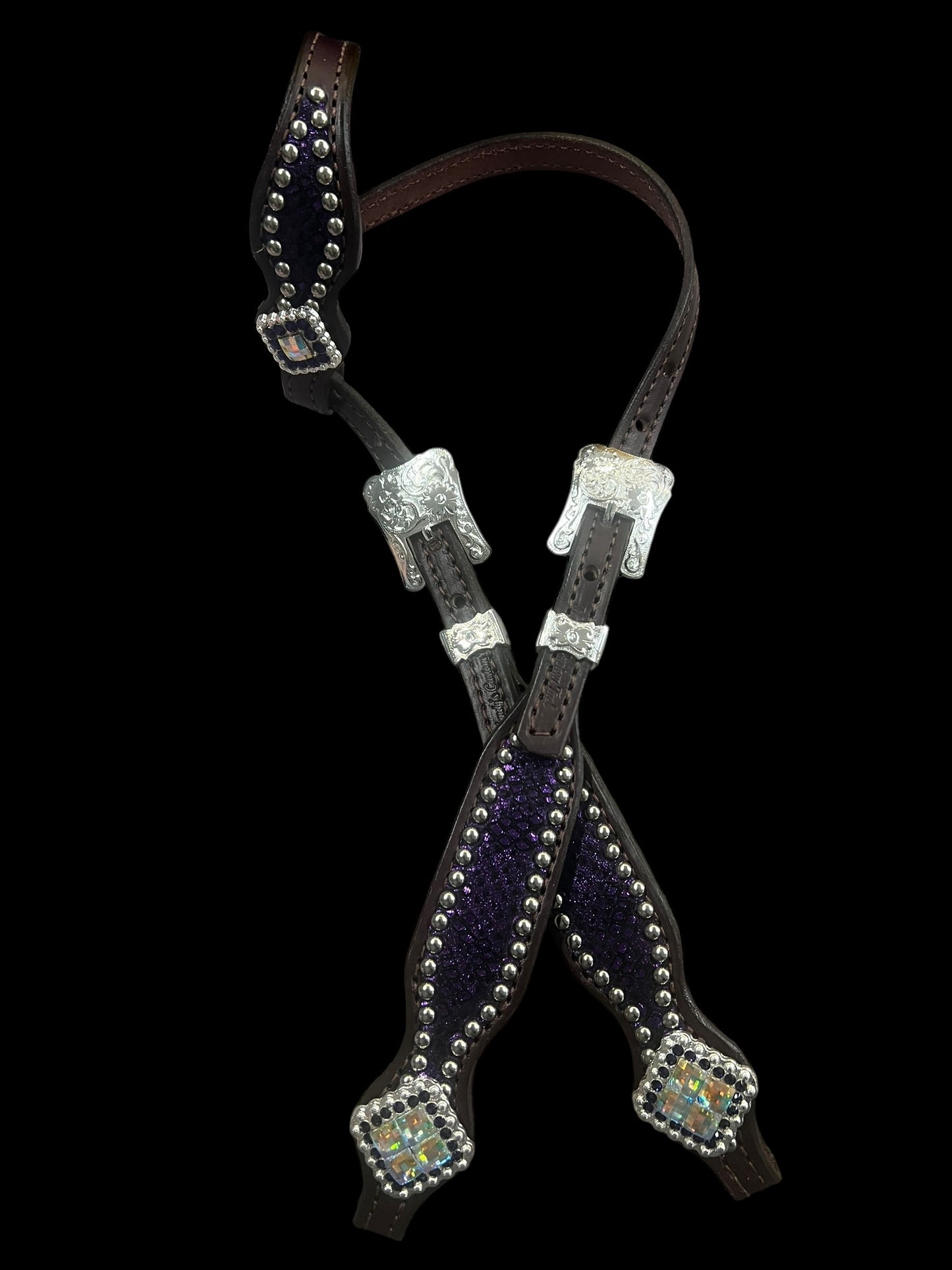 Purple mystic on dark leather