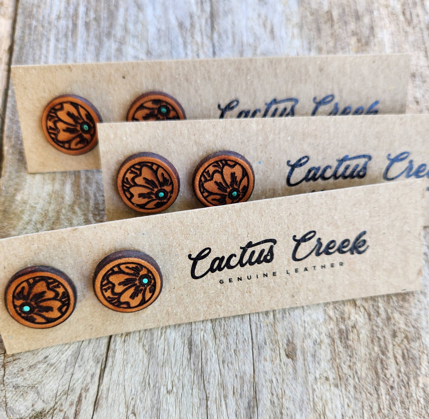 Millie Handmade Genuine Leather Stud Earrings