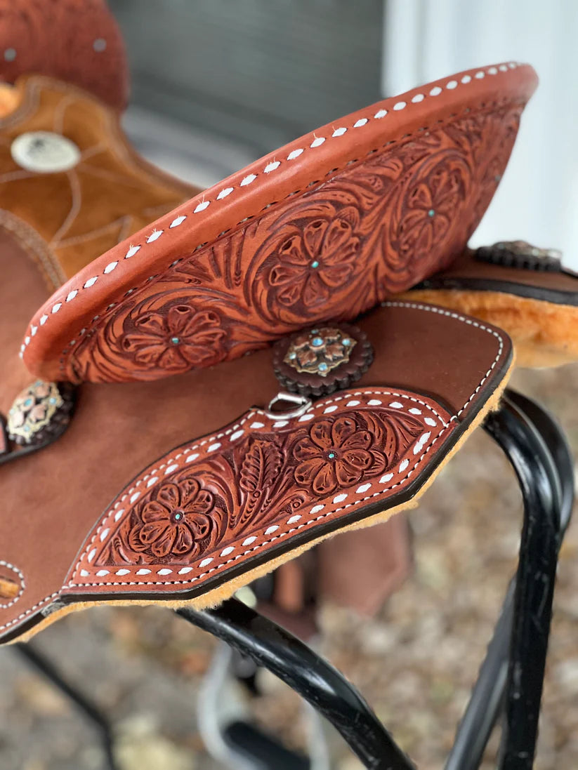 14.5" Turquoise Desert Alamo Air barrel saddle