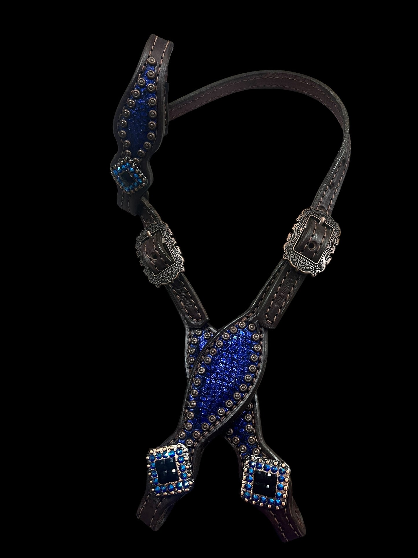 Indigo mystic on Dark leather