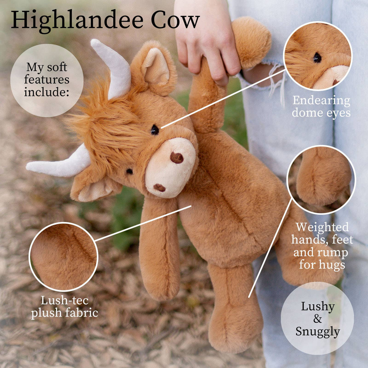 World's Softest Lushee 16 inch - Highlandee Cow Plush Toy