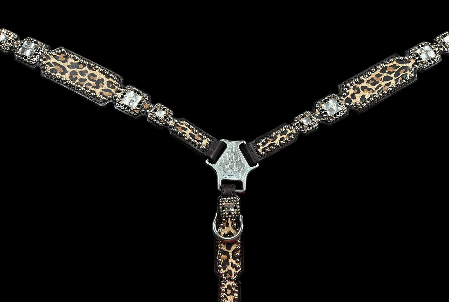 Leopard on dark leather