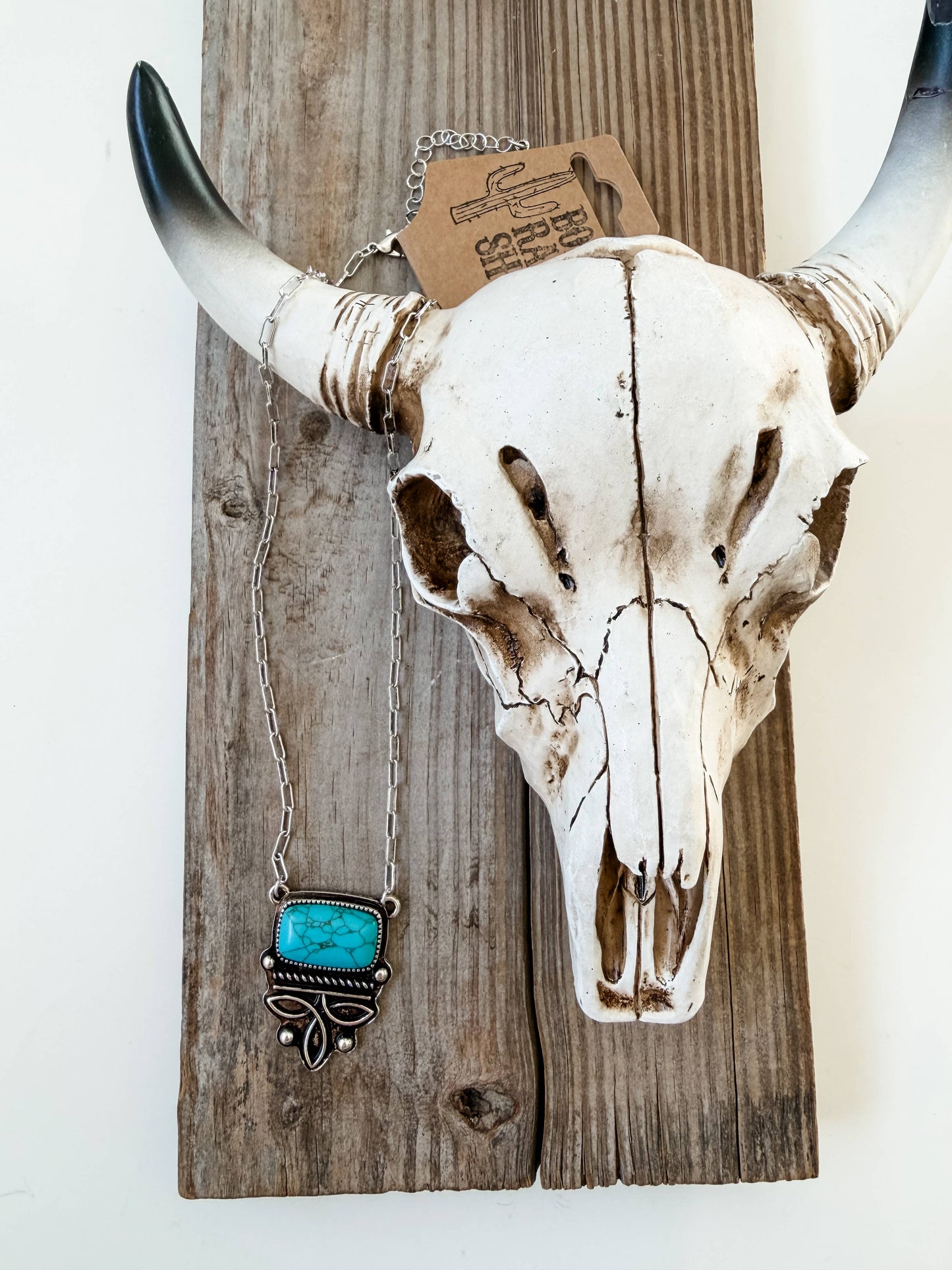 Western Boot Stitch Pendant Stone Necklace