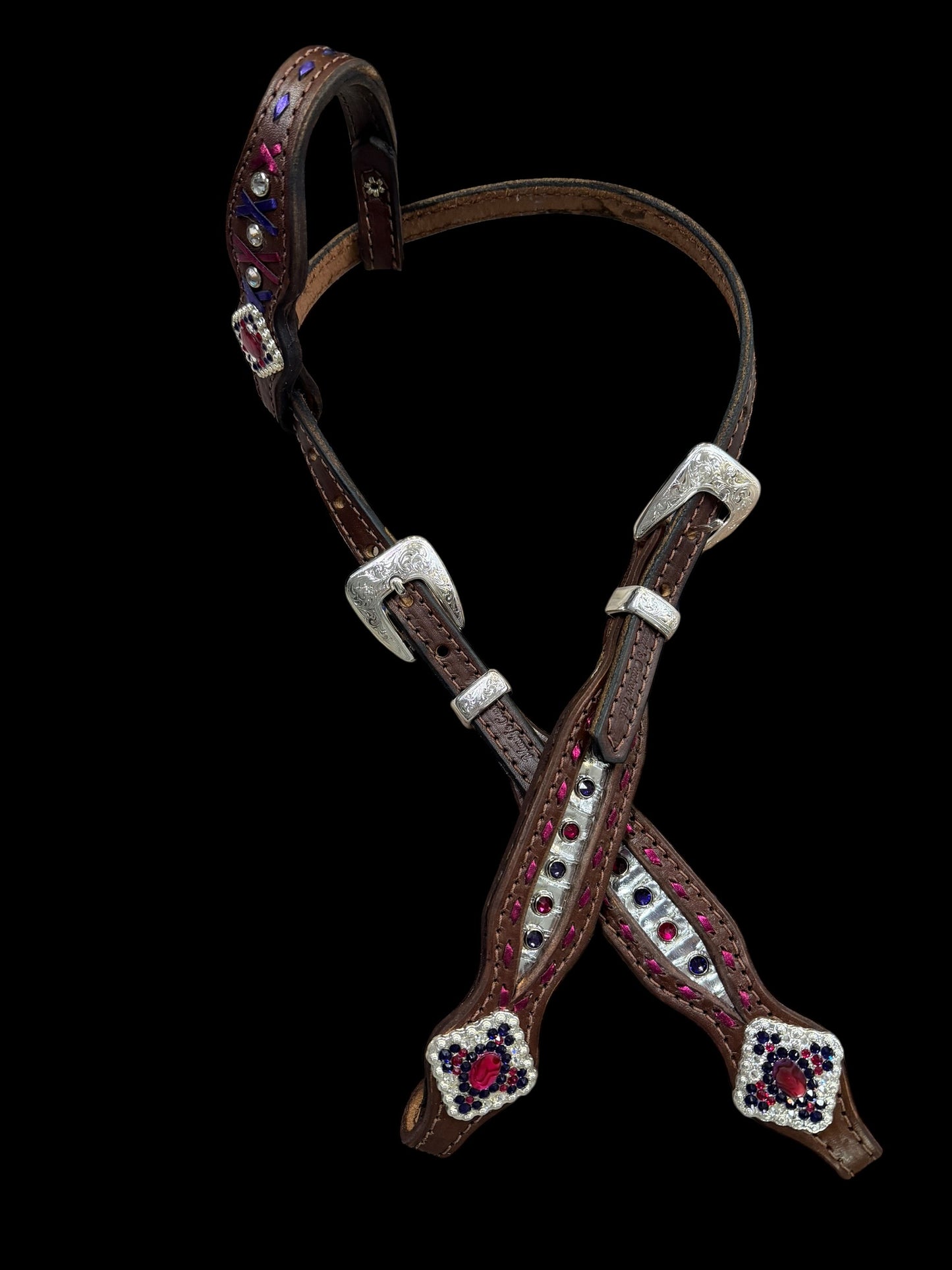 Genuine metallic silver python on walnut leather
