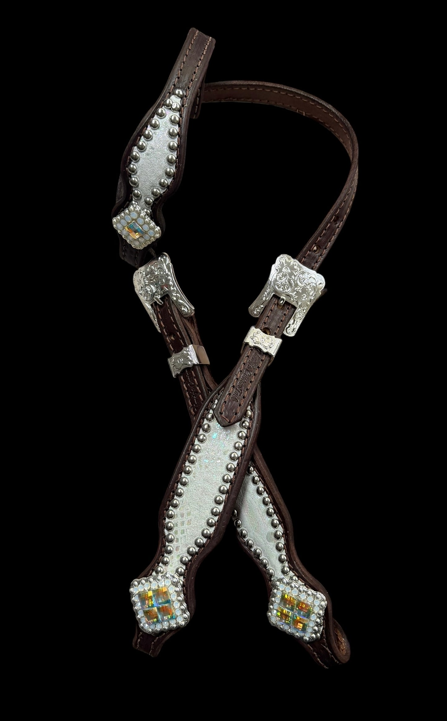 White mystic  on dark leather