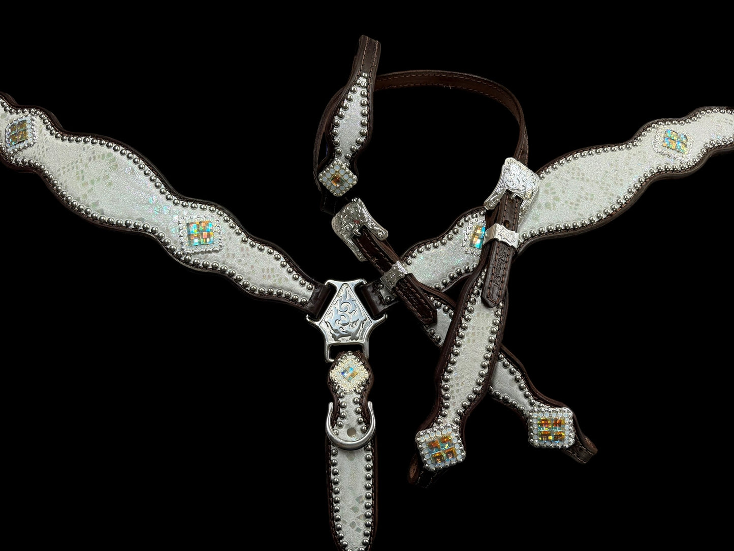 White mystic  on dark leather