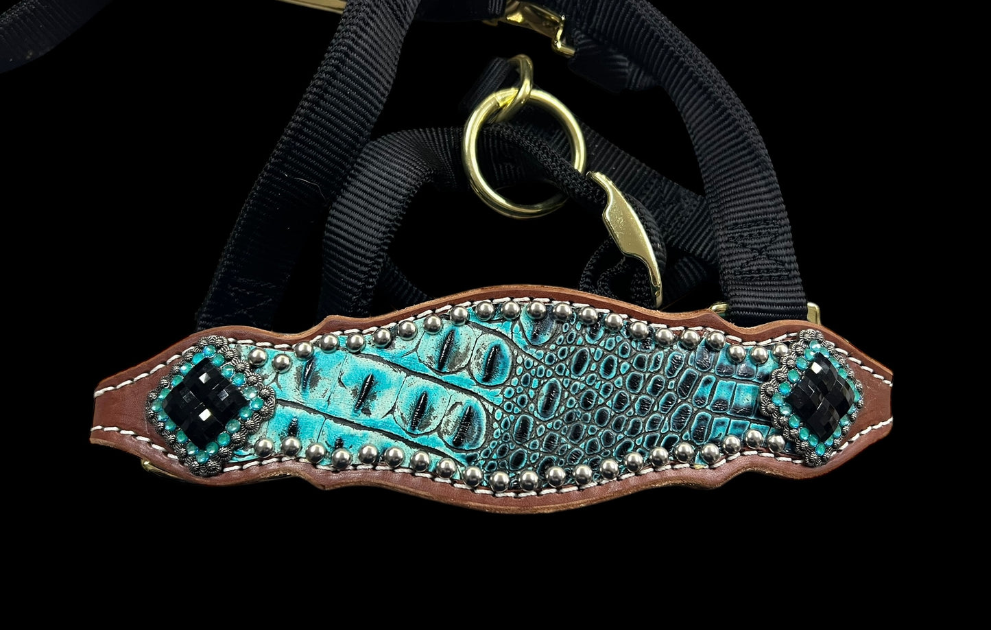 Sea turquoise gator  on medium leather