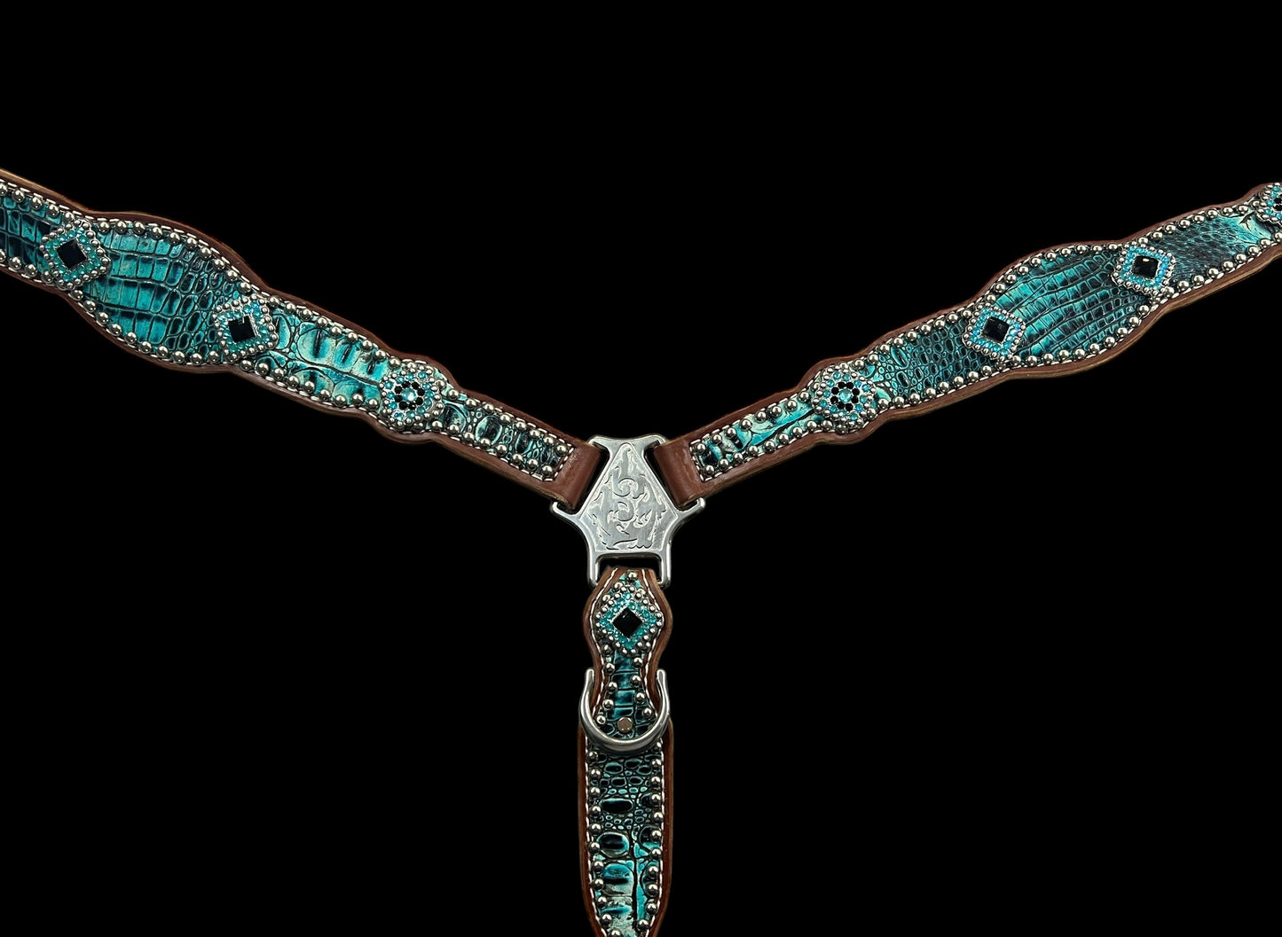 Sea turquoise gator  on medium leather
