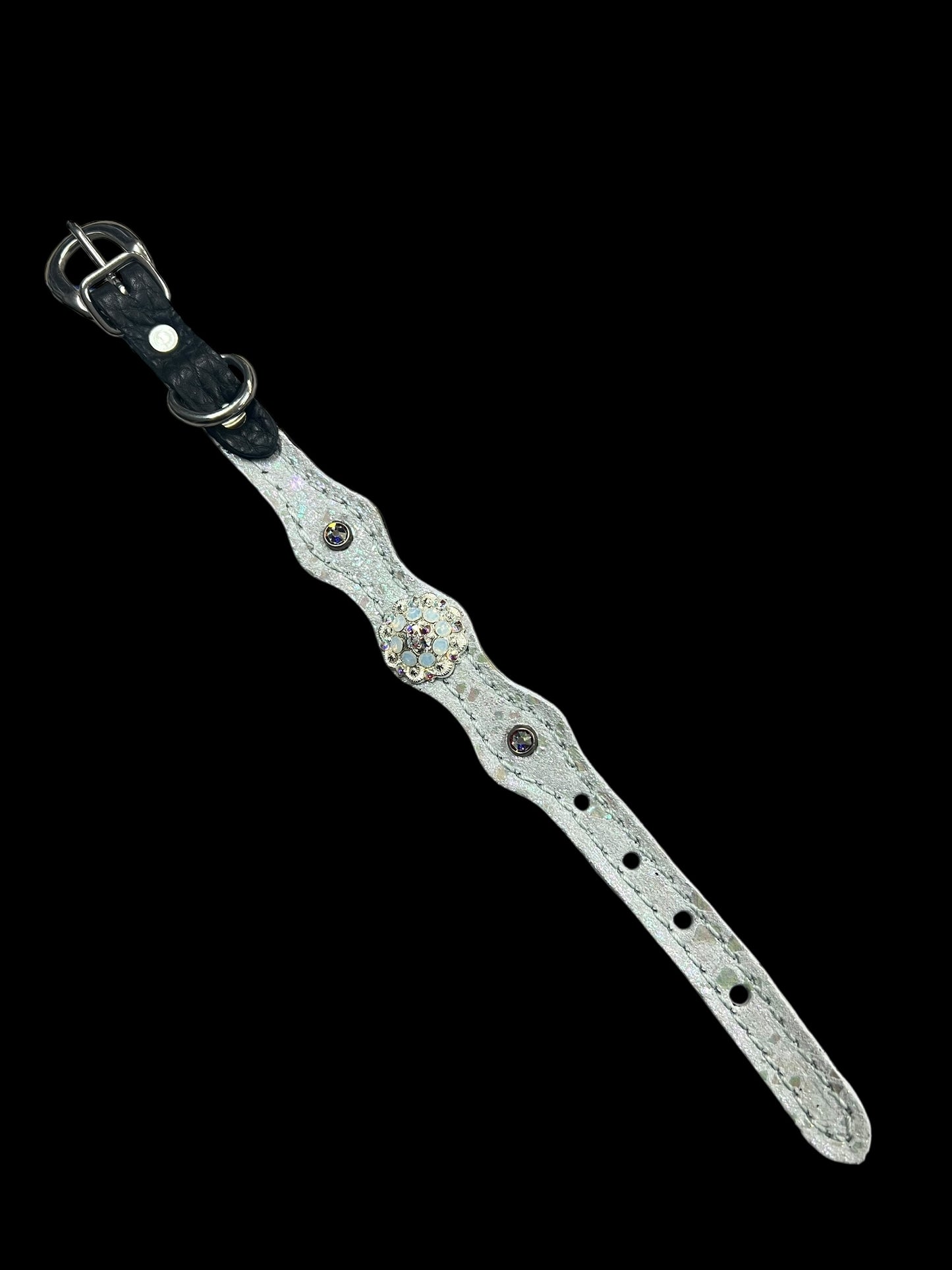 White mystic  on dark leather