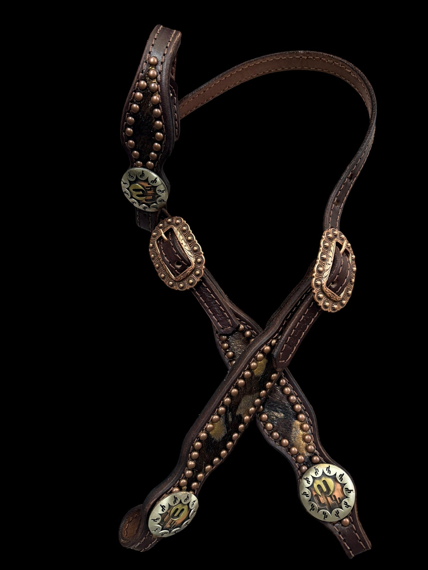 copper and brown acid washed on dark leather