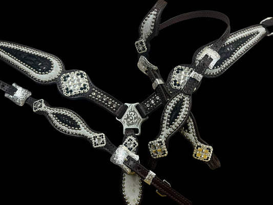 Black and white mystic on dark leather