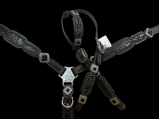 Anthracite mystic on chocolate leather