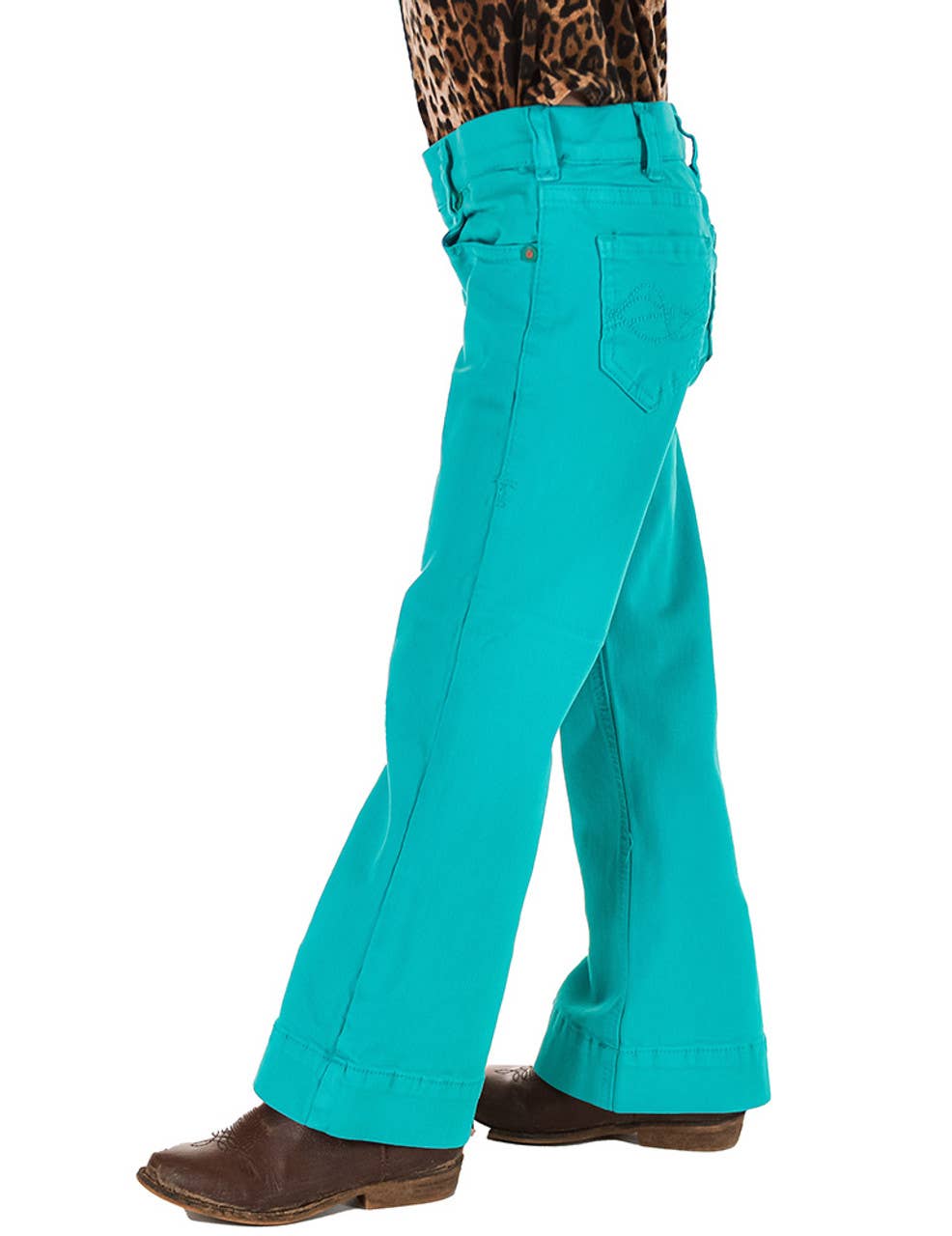 Girls Turquoise Pull-On Trousers: Medium Wash