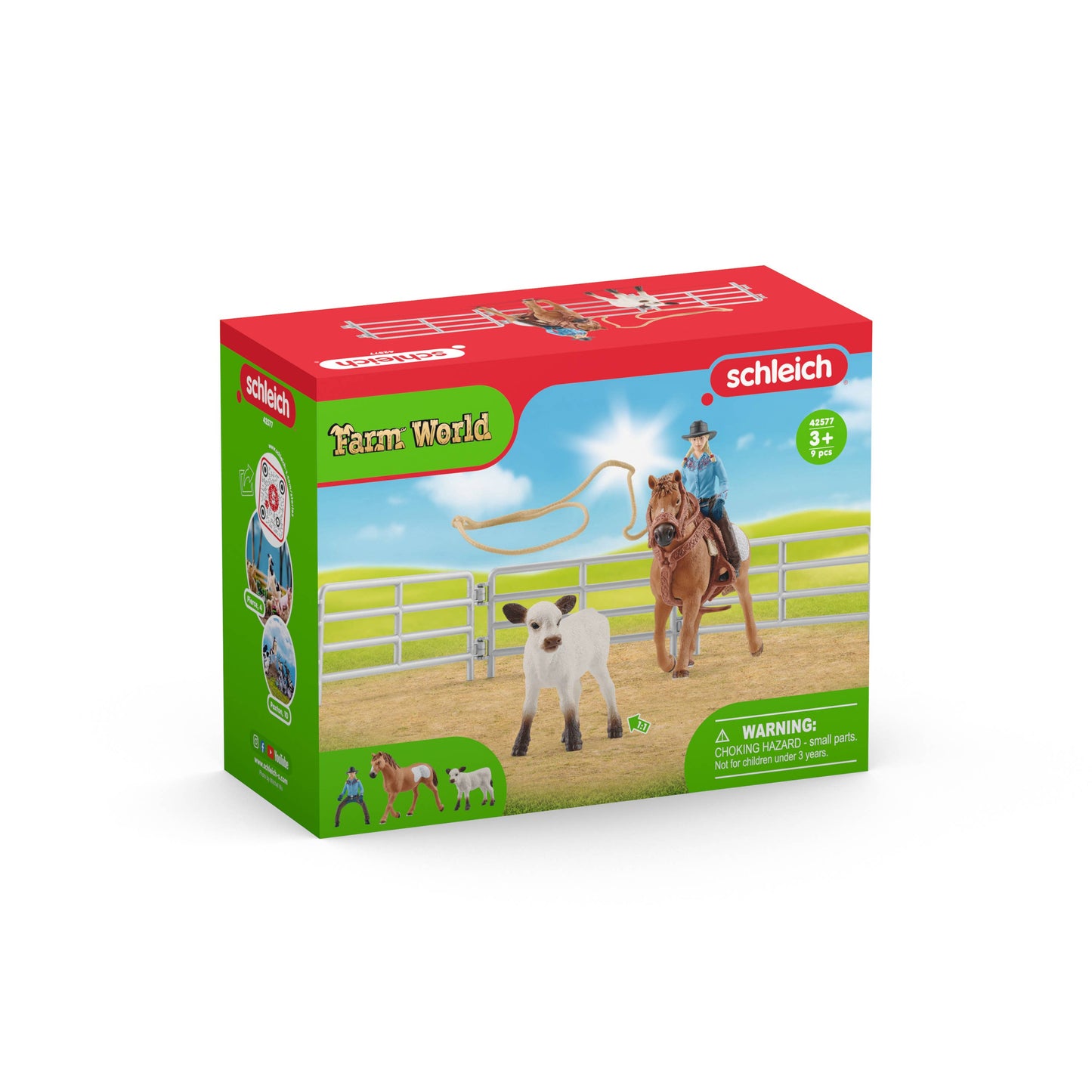 Team Roping With Cowgirl Farm Figurine Toys Play Set