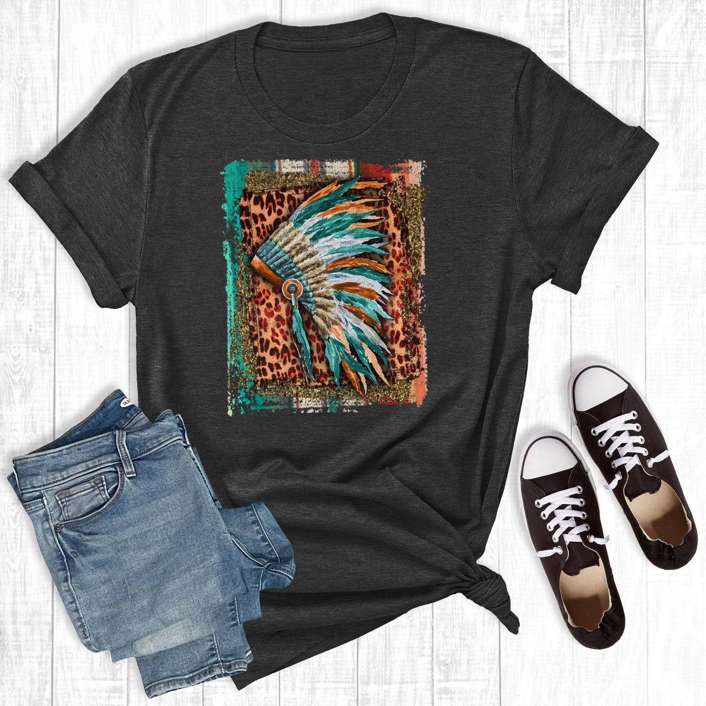 Leopard Feathers Headdress Black: